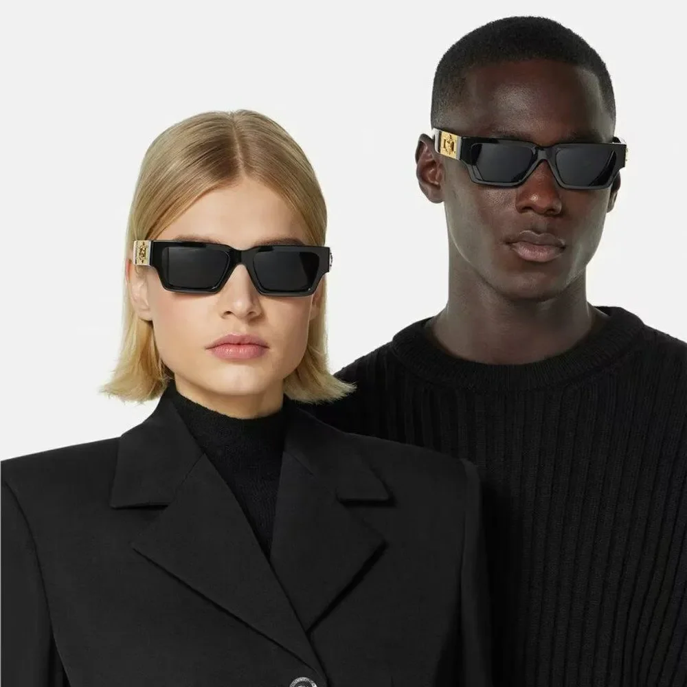 NEW Versace VE4459 Medusa Deco 314/87 White Grey Rectangle Unisex Sunglasses